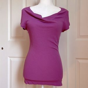 INC International Concepts Short Sleeve Ribbed Scoop Neck Top